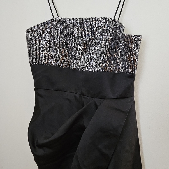 Jay Godfrey Dress Amira sequined mesh gown draped front black cocktail formal - Picture 5 of 15